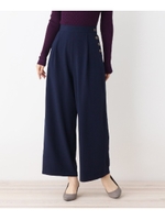 サイド釦ワイドパンツ/ネイビー(093)