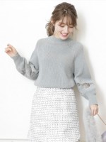 シアーメッシュハイネックニット/ミント