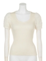 シャギーSLV Knit RIB TOP/WHT