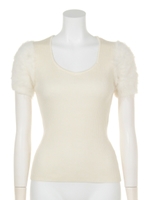 シャギーSLV Knit RIB TOP/WHT