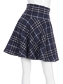 シャギーチェックフレアスカート/ネイビー