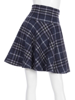 シャギーチェックフレアスカート/ネイビー