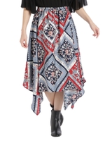 スカーフ柄イレギュラーヘムスカート/コイアオ