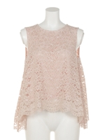 スカラレースノースリフレアブラウス/ピンクベージュ