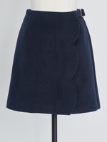 スカラ台形ミニスカート/紺