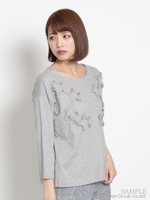 スターテープ刺しゅうカットソー/杢グレー