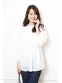 スタンドレースはぎチュニックブラウス/ホワイト