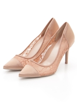 ストレスフリー/ポインテッドトゥレースパンプス/PINK