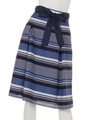 スラブパネルボーダーフレアスカート/ネイビー