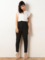 タックオールインワン/オフホワイト×ブラックストライプ