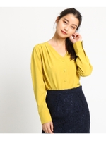 タックショルダーボタンブラウス/マスタード(033)