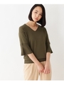 タックフレアスリーブニットプルオーバー/カーキ(027)
