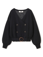 ダブルボタンニットジャケット/ブラック