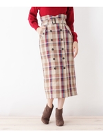 チェックトレンチタイトスカート/ワインレッド(263)