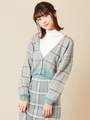 チェックニットカーディガン/ライトブルー