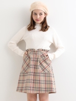 チェック台形ミニスカート/ベージュ柄