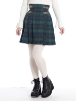 チェック柄フリルバックルスカート/グリーン