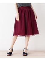 チュールストライプスカート/ボルドー(064)