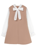 チュールリボンワンピース/ベージュ
