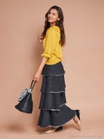 ティアードロングスカート/ブラック