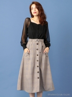 トレンチチェックスカート/パープル