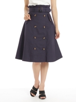 トレンチ風フレアスカート/ネイビー