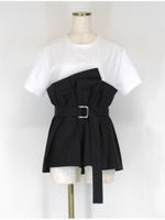 ドッキングデザインTシャツ/ブラック