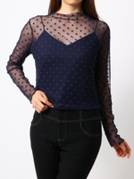 ドットインナー付きトップス/NVY