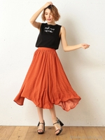 ドットランダムヘムスカート/オレンジ