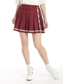 ハートボタンプリーツスカート/ワイン