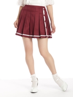 ハートボタンプリーツスカート/ワイン