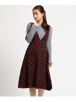 ハート柄ジャンパースカートワンピース/ブラック(119)