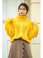 ハイネックケーブルセーター/yellow