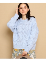 ハンドライクケーブルニット/ライトブルー(091)