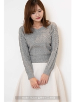 バックパールコンパクトケーブルニット/トップグレー1(021)