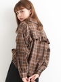 バックフリルチェックシャツ/ブラウン柄