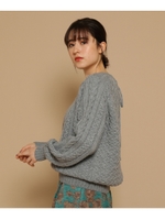 バックリボン　ケーブルニット/グレー(012)