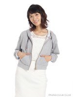 バックレースアップ裏毛ショートパーカー/グレー