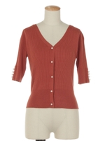 パールポイントリブカーデ/ブラウン