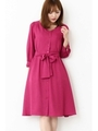 パール釦付きシャツワンピース/ラズベリーピンク3(093)