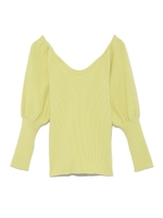 パフスリーブオフショルニットプルオーバー/YEL