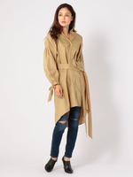 パフスリーブシャツワンピース/ベージュ