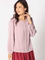 ビジュー装飾タックブラウス/ピンク