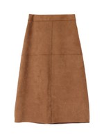 フェイクスエードタイトミディアムスカート/ブラウン