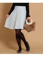 フラノラップ風ボタンスカート/ブルー(092)