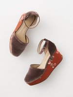 フラワーガラセパレートパンプス/ダークブラウン