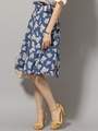 フラワーミディフレアスカート/ブルー