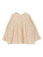 フレアスリーブバックリボンレースブラウス/ライトベージュ