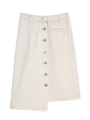 フロントボタンミディスカート/ベージュ