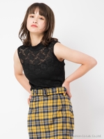 プリーツレースTOPS/ブラック